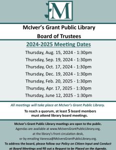 MCIV Board Meeting Dates 2024-2025